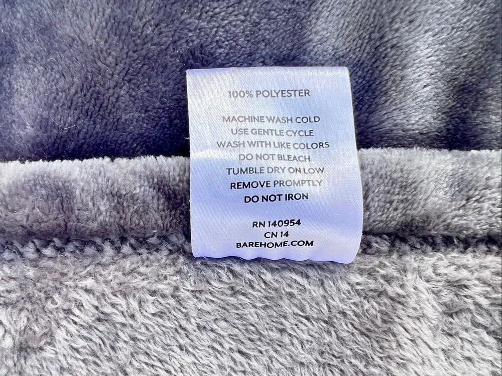 Bare Home Microplush Fleece Blanket Gray